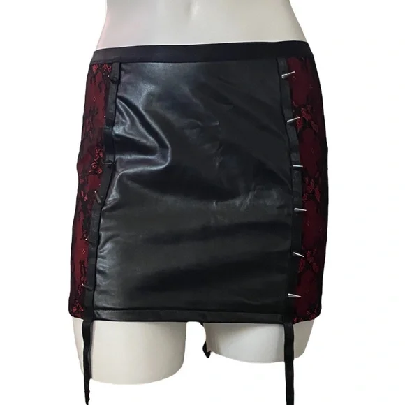 DollsKill | NWT’s gothic lace stud embellished and embroidered garter mini skirt - Picture 2 of 9